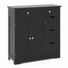 Costway Storage Cabinet 4Drawer 2Door Modern Cupboard Sideboard Black