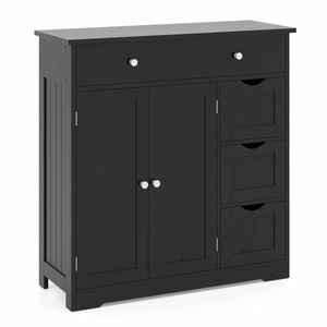 Costway Storage Cabinet 4Drawer 2Door Modern Cupboard Sideboard Black