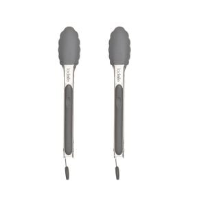 2pc Ladelle Craft Grey Speckled Silicone Tongs Cooking/serving Utensil