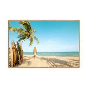Artey | Tropical Surf - Framed Canvas - Natural Frame - 40 x 60cm