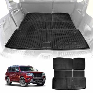 Boot Liners For Nissan Patrol 2012-onwards Y62 Series All Weather Heavy Duty Cargo Trunk Cover Mats Luggage Tray 3 Pcs Version