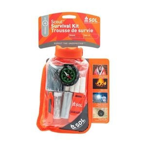 SOL Scout Survival Kit Waterproof Rescue Whistle Signal Mirror 96x60in Blanket