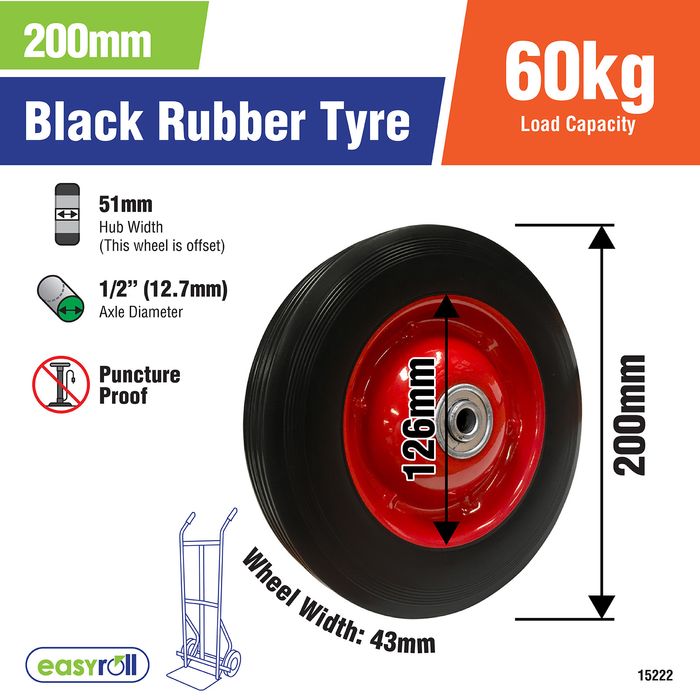 Easyroll 200mm Metal Centre Rubber Wheel - Bunnings New Zealand
