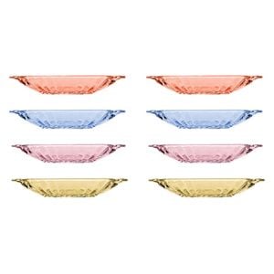 2x 4pc Porto Soda Lime Glass Banana Split Dishes 150ml Citron, Ruby, Sky, Rose