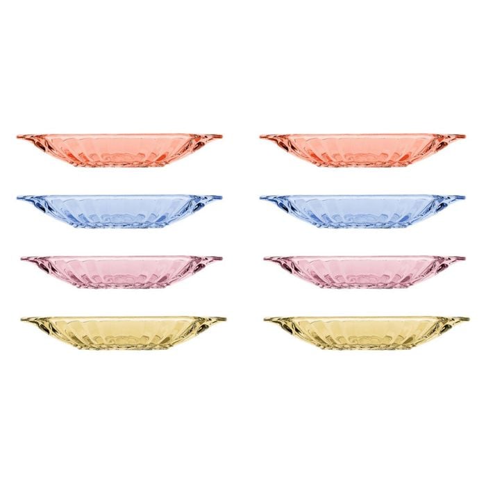 2x 4pc Porto Soda Lime Glass Banana Split Dishes 150ml Citron, Ruby, Sky, Rose