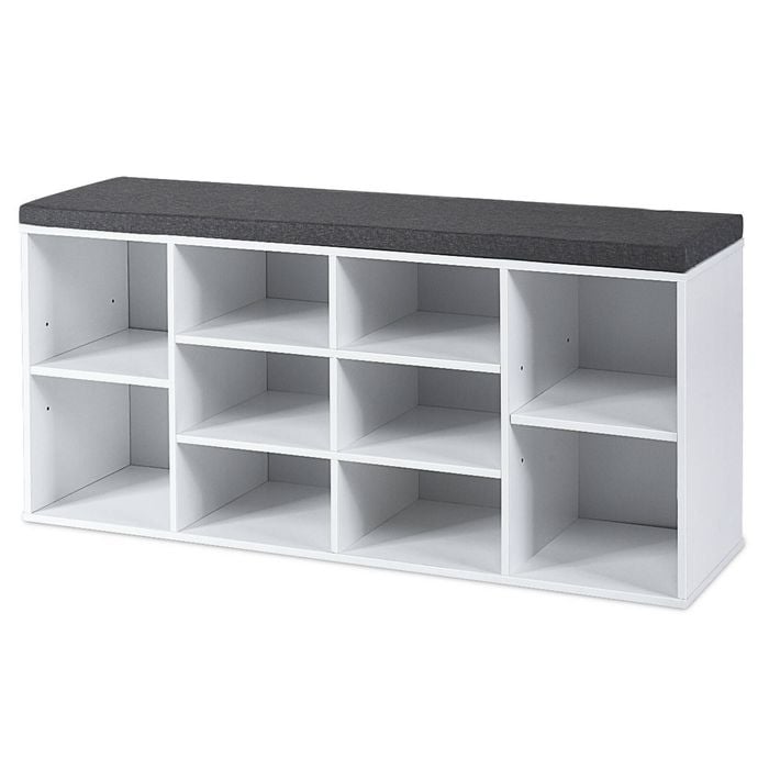 Costway Shoe Cabinet Bench Storage Rack Organizer Shelf White