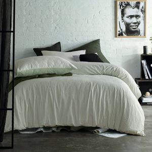 Accessorize Sanford Green Striped Pattern Quilt Cover Set Double