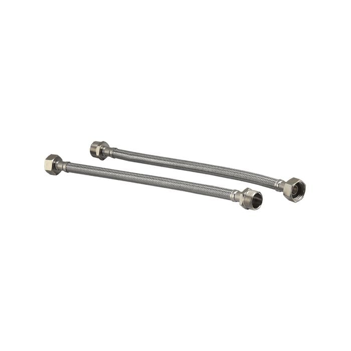 Kinetic 150mm Stainless Steel Flexible Braided Hose Mixer Tap Extension - 2 Pack