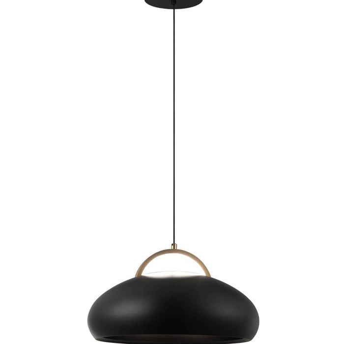 CLA Lighting Kupol Interior LED Tri-CCT Dome with Brass Highlight Pendant Light Black