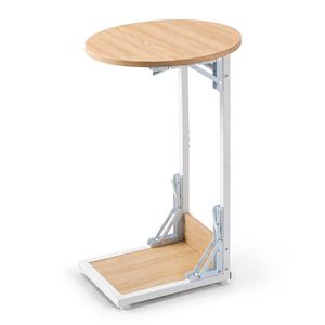 ZUNI C-Shaped End Table Foldable Side Coffee Table for Living Room Natural