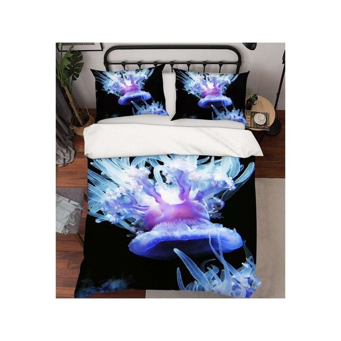 3D Pink Jellyfish 52 Bed Pillowcases Quilt King Single Size