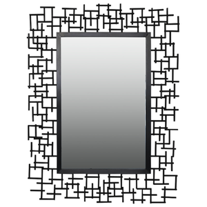 Best World 107cm X 81cm Black Luxury Iron Frame Rectangular Mirror
