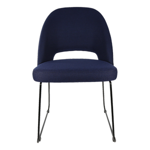 Durafurn Navy Fabric Semifreddo Chair with Black Sled Base