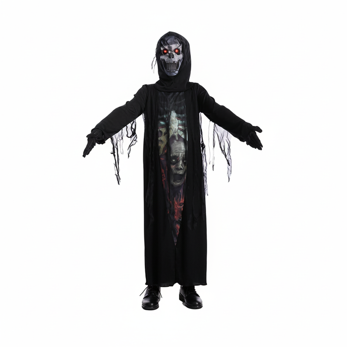More Than Party Kids Zombie Grim Halloween Costume Glowing Skull Mask 10-12y