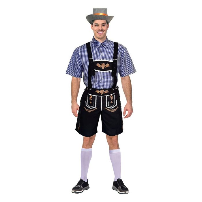 Adult Blue Checkered Beer Man Oktoberfest Costume Halloween Cosplay