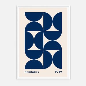 Galrie Bauhaus 1919 - Elegant Minimalist Geometric Art Print for Modern Interiors, White Frame, A0 84 x 119cm (33 x 47inch)