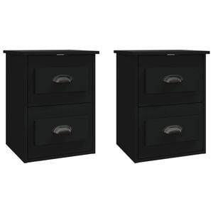 vidaXL Bedside Tables Wall-mounted Nightstand Side Table Storage 2 pcs Black