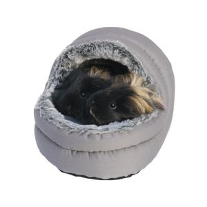 Rosewood 24x21cm  Plush Lining Two-Way Ferrets/Ginea Pigs Hooded Pet Bed Grey