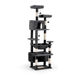 Petzly Cat Tree Tower Scratching Post Scratcher Condo House Bed 180cm Dark Grey