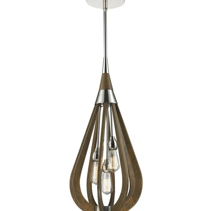 CLA Lighting Bonito Rustic Tear Drop Pendant Light Medium Taupe Wood