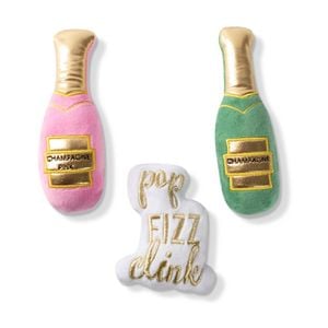 3pc Petshop By Fringe Studio Minis Champagne Plush Dog Toy Set Multicolour
