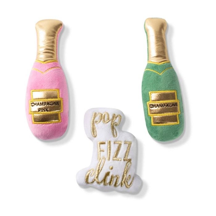 3pc Petshop By Fringe Studio Minis Champagne Plush Dog Toy Set Multicolour