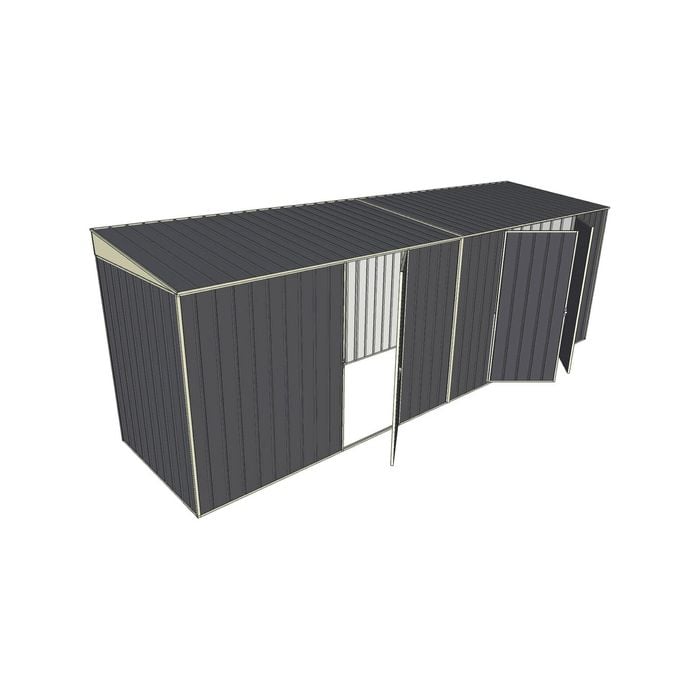 Build-a-Shed 1.5 x 6 x 2m Single and Double Hinged Side Door Skillion Shed - Grey