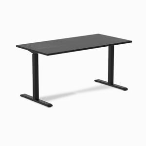 Desky Fixed Height Black Ash Hardwood Desk 150x75cm Matte Black Leg