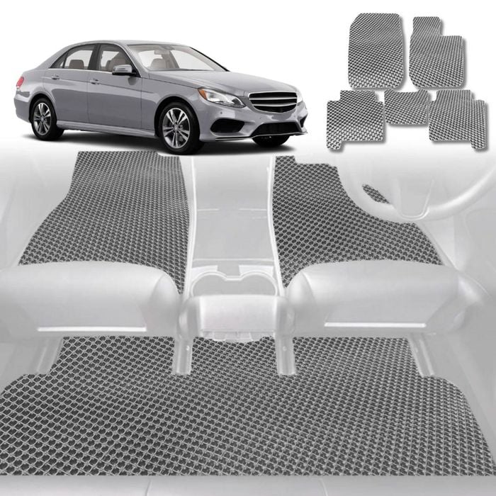 6D Diamond Car Floor Mats for Mercedes-Benz E-Class Sedan (W212)2009-2016-Full Set-Grey-Outback GT