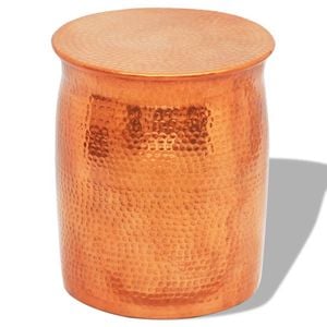 vidaXL Hammered Side Table Aluminium Brass Colour Living Room Stool Furniture