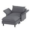 Advwin 90cm Accent Armchair Sofa with Ottoman Corduroy Lounge Couch with Adjustable Backrest & Armrest Grey