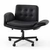 Advwin Office Armchair w/ tiltable Arm Ergonomic Cross Legged Desk Chair PU Leather Lounge Chair Swivel Vanity Chair Black