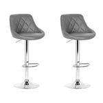 Artiss Elan Set of 2 Grey PU Leather Kitchen Bar Stools