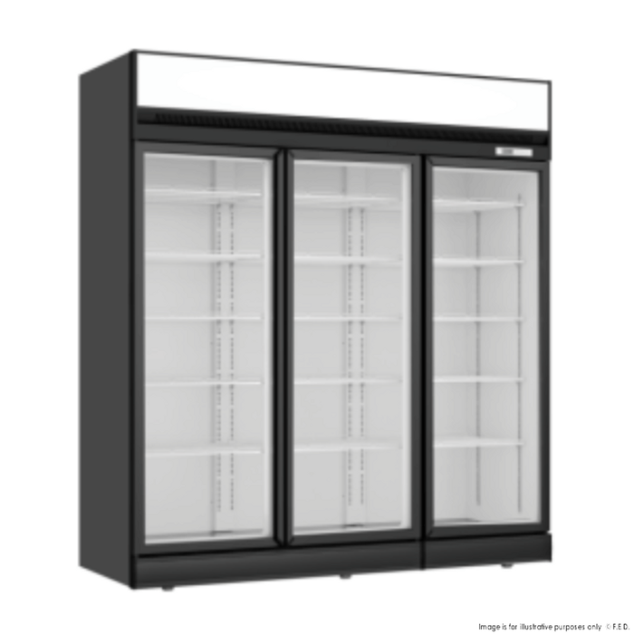 Thermaster LG-1563DF Black Upright Three Glass Door Freezer