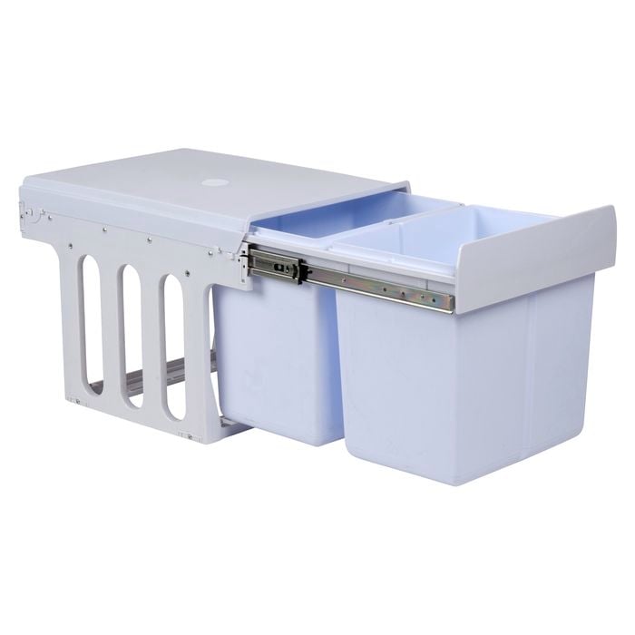 Practa 2 x 15L White Pullout Waste Bin