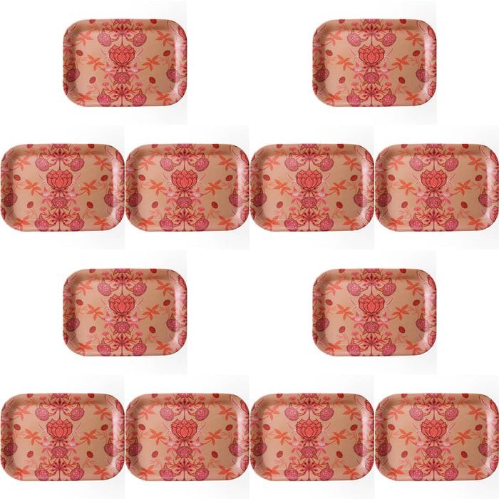 12PK LVD Melamine/Bamboo Tray Floral Garden Blush Kitchen Decor 20.8x29.9cm Rect
