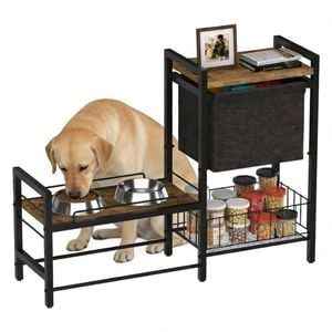 Advwin Elevated Dog Bowl Stand Pet Feeding Station Storage Shelf