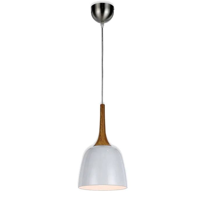 Telbix Polk Modern Pendant Hanging Lamp Light Metal White Oak Nickel