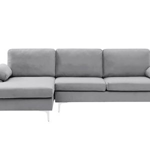 Pauline Velvet Sectional Sofa with Left Chaise - Grey