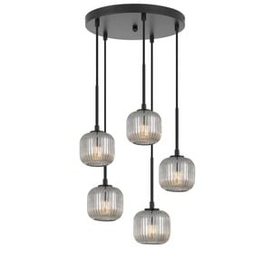 Telbix Bobo Modern Pendant Hanging Lamp Light Metal Glass Black Smoke Matte