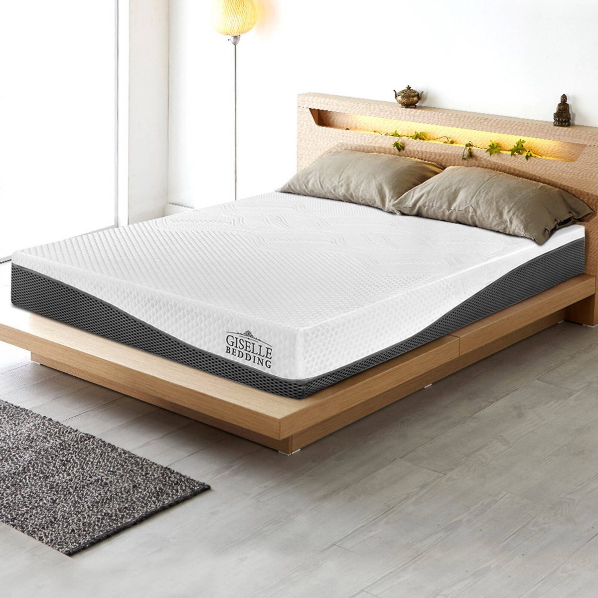 Giselle 25cm Memory Foam Mattress Dual Layer Zipper Cover Cool Charcoal Foam Mattresses Double main image 0
