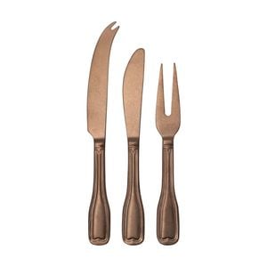 3pc Ecology Anais Vintage Cheese Knives/spreader Set Brushed Matte Copper