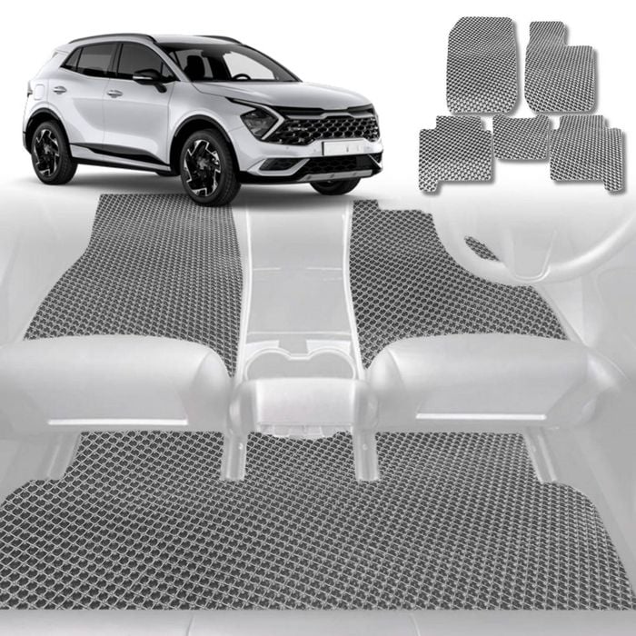 6D Diamond Car Floor Mats for Kia Sportage 2021-Current-Full Set-Grey-Outback GT