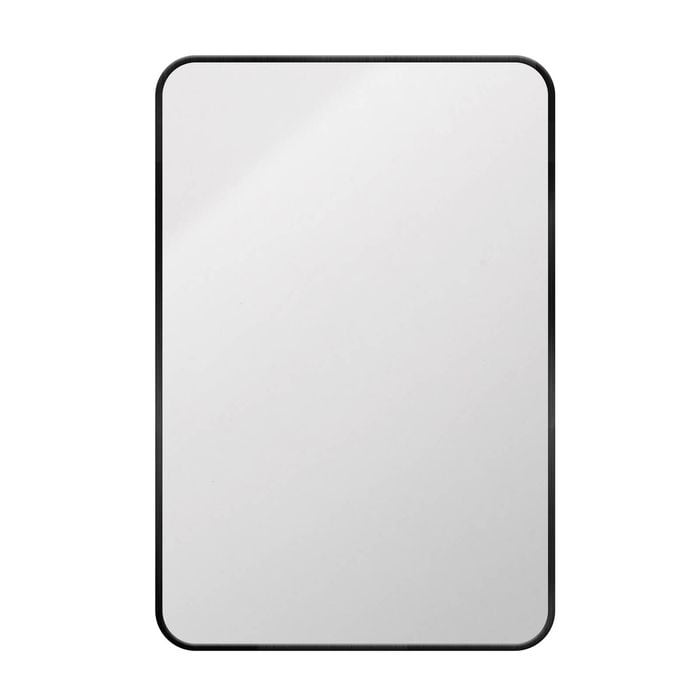Astin Sinclair 900 x 600 x 28mm Black Rectangular Mirror With Curved Edges