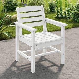 Homfurn All Weather Hdpe Outdoor Dining Chair, Outdoor Armchair, Patio Dining Chair, Patio Armchair, White