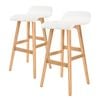 La Bella 2 Set 74cm White Wooden Bar Stool Sophia Leather
