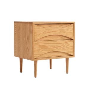 MIUZ Solid Oak Wood Bedside Table Large Side Storage End Table Shelf Nightstand