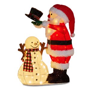 Christabelle 71cm Santa Snowman Christmas Light Up Display Animated LED Outdoor Indoor Xmas Yard Lawn Statue Home Decor