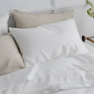 Bedding Co. 2pc Pillow Case Set 100% French Flax Linen White Standard