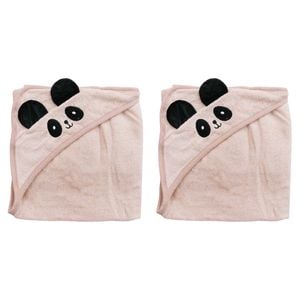 2PK LVD Cotton/Polyester Baby Hooded Panda Towel 90cm - Pink